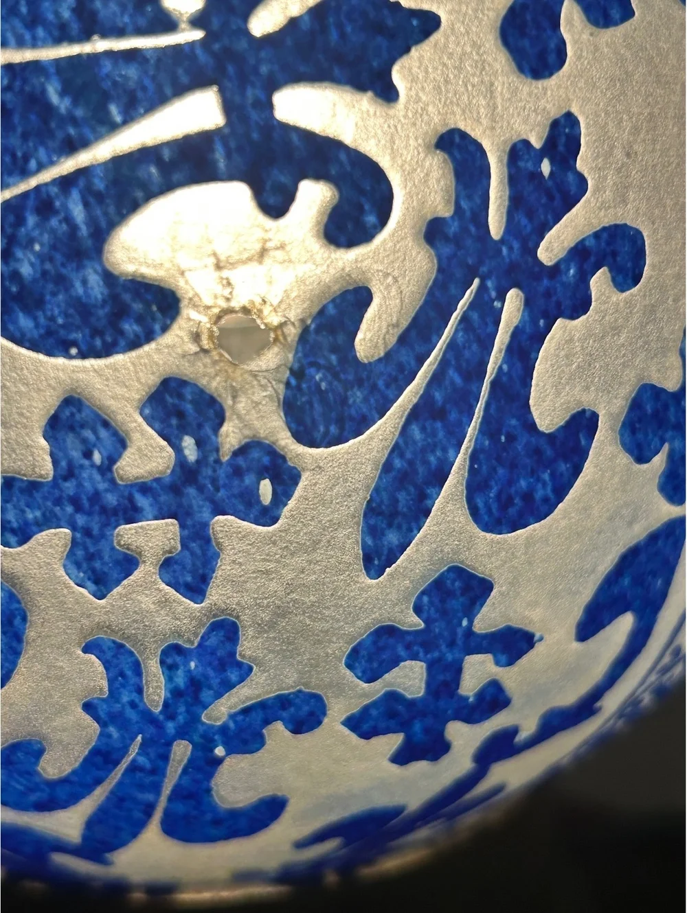 Vintage Egg Lamp with Cameo-Style Fleur-de-Lis Pattern